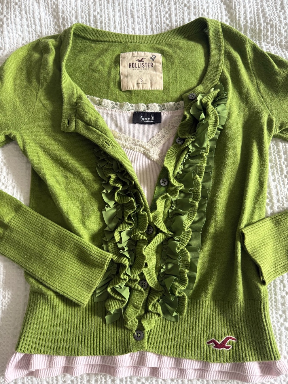 Y2K hollister matcha green cardigan Elena Gilbert Bella Swan vintage - Picture 8 of 9